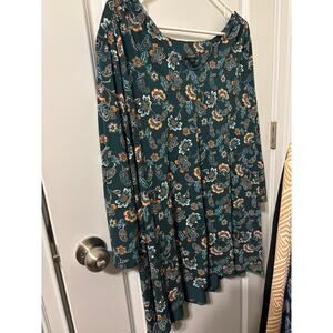 J Jill NWT sz 2x green floral top tunic wearever collection